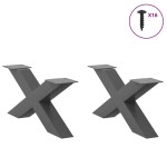 vidaXL Picioare pentru măsuță de cafea în formă de X, 2 buc., antracit, 70x(30-31) cm, oțel