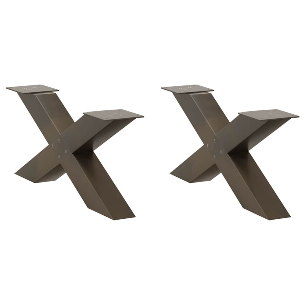 vidaXL Picioare pentru masă de cafea în formă de X, 2 buc., oțel natural, 70x(30-31) cm