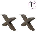 vidaXL Picioare pentru masă de cafea în formă de X, 2 buc., oțel natural, 70x(30-31) cm vidaXL Picioare pentru masă de cafea în formă de X, 2 buc., oțel natural, 70x(30-31) cm