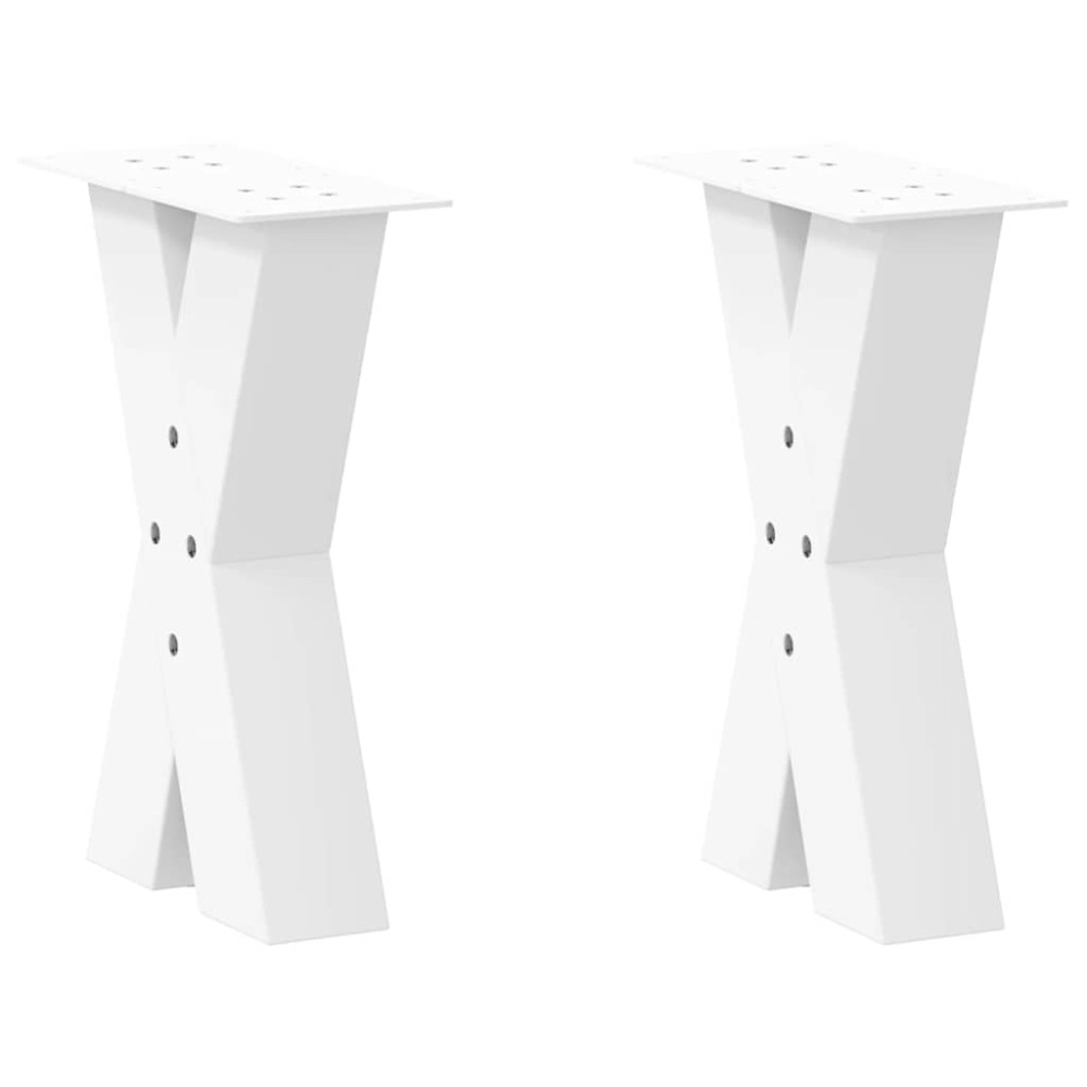 vidaXL Picioare pentru măsuță de cafea în formă de X, 2 buc., alb, 28x(42-43) cm, oțel