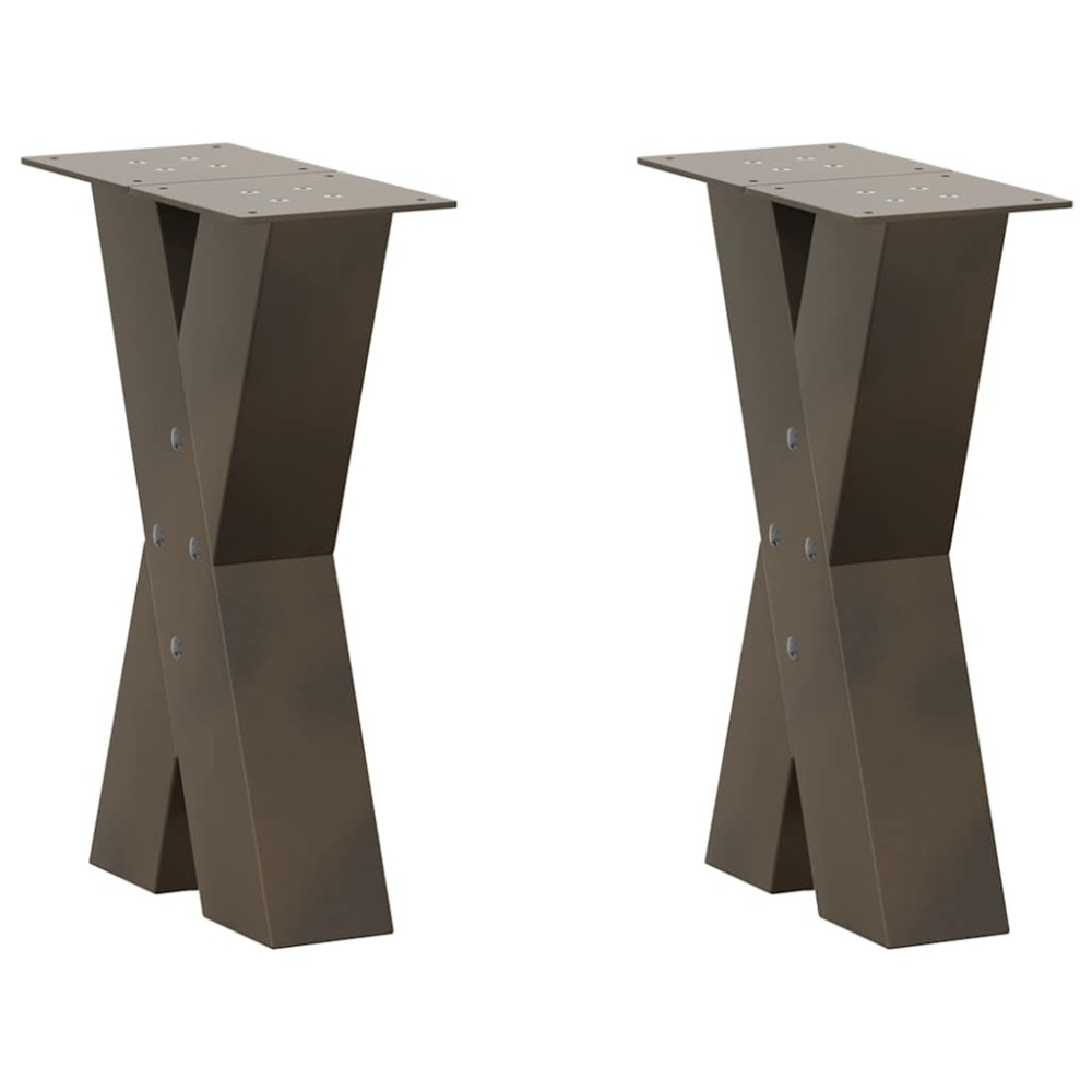 vidaXL Picioare pentru masă de cafea în formă de X, 2 buc., oțel natural, 28x(42-43) cm