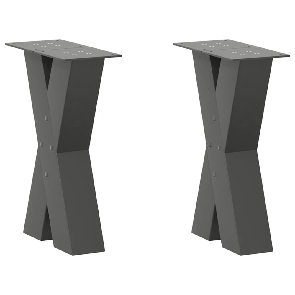 vidaXL Picioare pentru măsuță de cafea în formă de X, 2 buc., antracit, 38x(42-43) cm, oțel