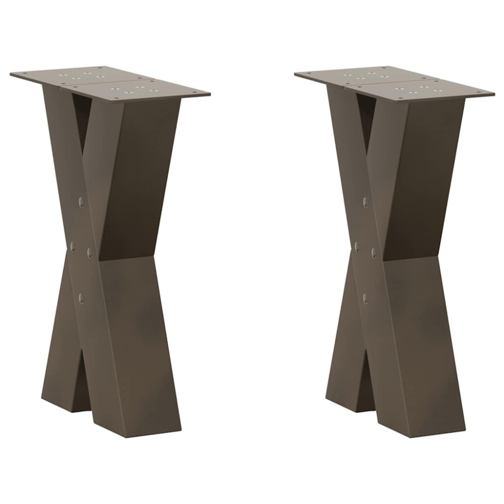 vidaXL Picioare pentru masă de cafea în formă de X, 2 buc., oțel natural, 38x(42-43) cm