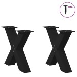 vidaXL Picioare pentru măsuță de cafea în formă de X, 2 buc., negru, 50x(42-43) cm, oțel