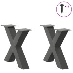 vidaXL Picioare pentru măsuță de cafea în formă de X, 2 buc., antracit, 50x(42-43) cm, oțel vidaXL Picioare pentru măsuță de cafea în formă de X, 2 buc., antracit, 50x(42-43) cm, oțel