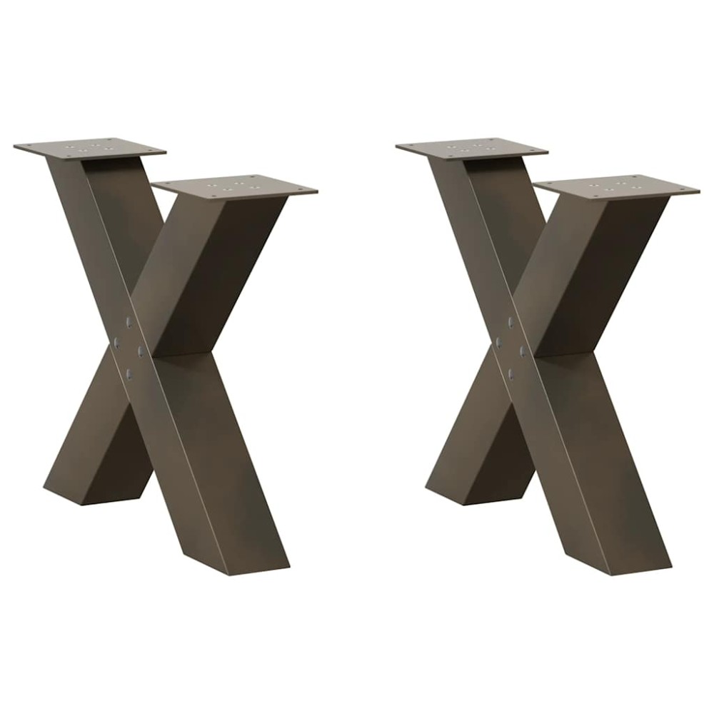 vidaXL Picioare pentru masă de cafea în formă de X, 2 buc., oțel natural, 50x(42-43) cm