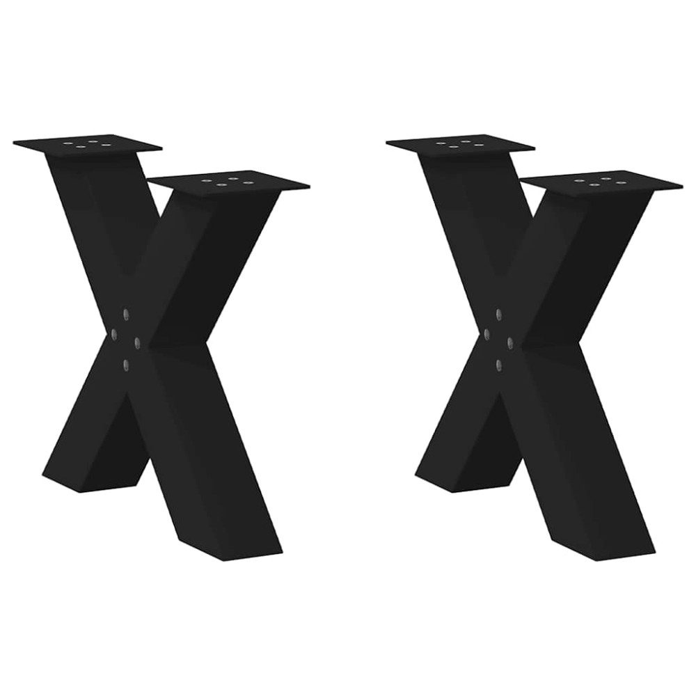 vidaXL Picioare pentru măsuță de cafea în formă de X, 2 buc., negru, 60x(42-43) cm, oțel
