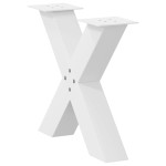 vidaXL Picioare pentru măsuță de cafea în formă de X, 2 buc., alb, 60x(42-43) cm, oțel