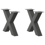 vidaXL Picioare pentru măsuță de cafea în formă de X, 2 buc., antracit, 60x(42-43) cm, oțel