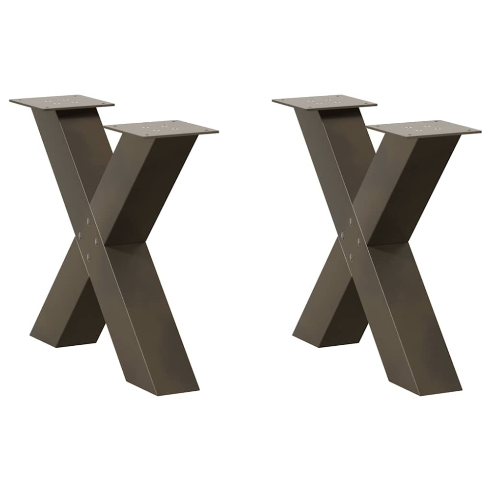vidaXL Picioare pentru masă de cafea în formă de X, 2 buc., oțel natural, 60 x (42-43) cm