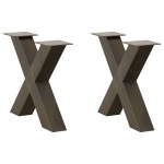vidaXL Picioare pentru masă de cafea în formă de X, 2 buc., oțel natural, 60 x (42-43) cm vidaXL Picioare pentru masă de cafea în formă de X, 2 buc., oțel natural, 60 x (42-43) cm