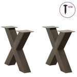 vidaXL Picioare pentru masă de cafea în formă de X, 2 buc., oțel natural, 60 x (42-43) cm vidaXL Picioare pentru masă de cafea în formă de X, 2 buc., oțel natural, 60 x (42-43) cm