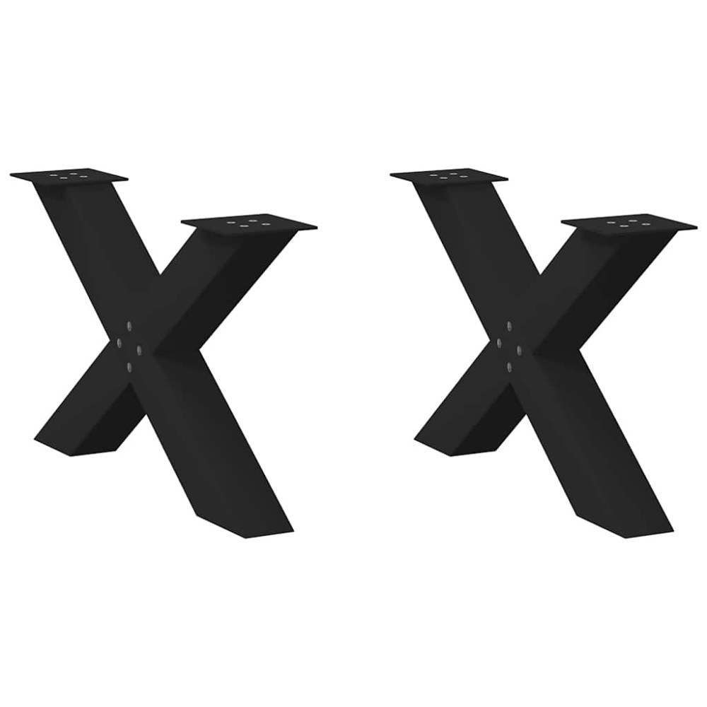 vidaXL Picioare pentru măsuță de cafea în formă de X, 2 buc., negru, 70x(42-43) cm, oțel