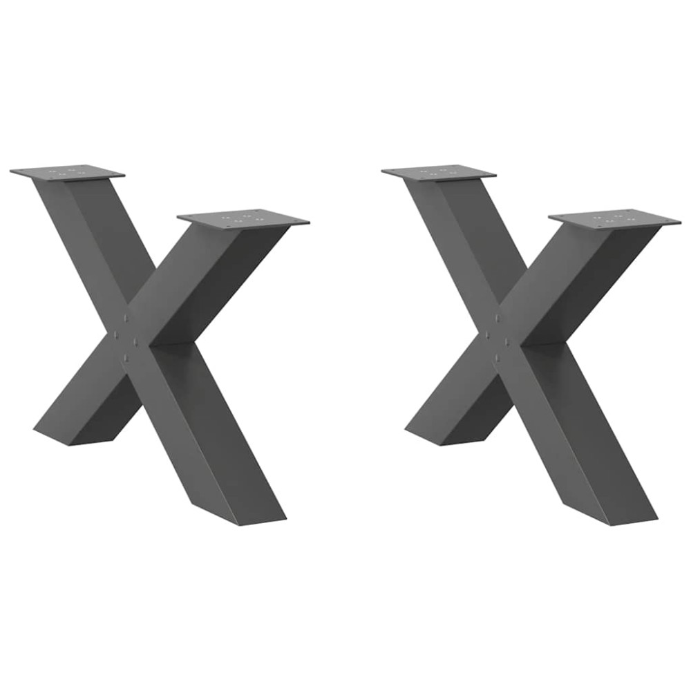 vidaXL Picioare pentru măsuță de cafea în formă de X, 2 buc., antracit, 70x(42-43) cm, oțel
