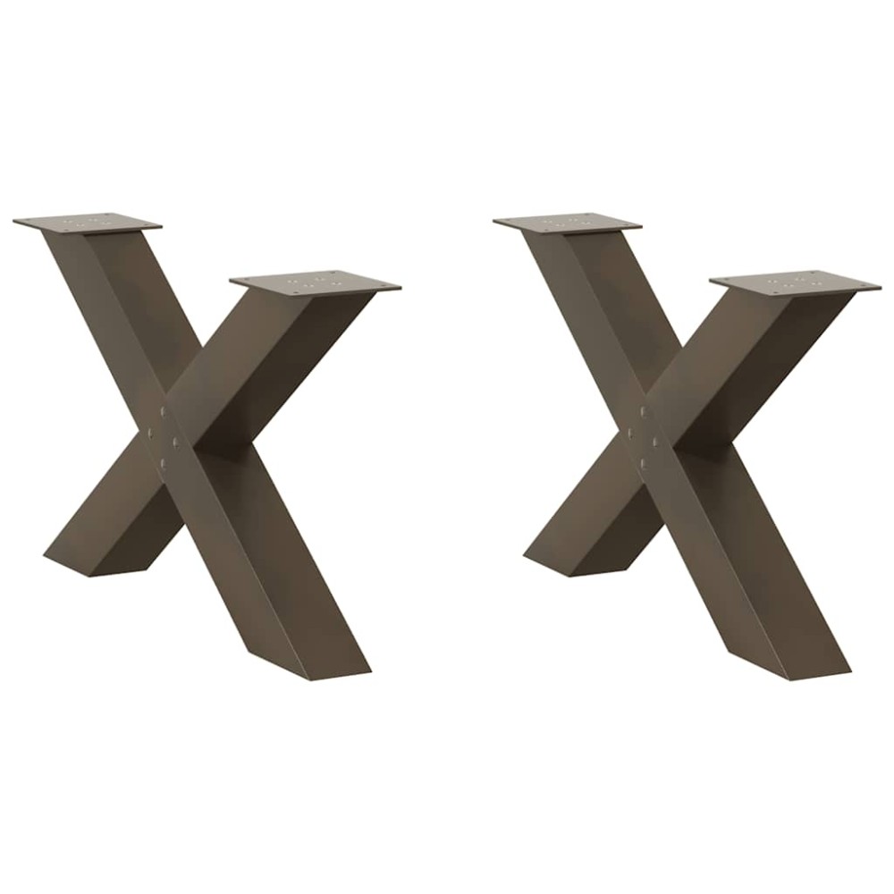 vidaXL Picioare pentru masă de cafea în formă de X, 2 buc., oțel natural, 70x(42-43) cm
