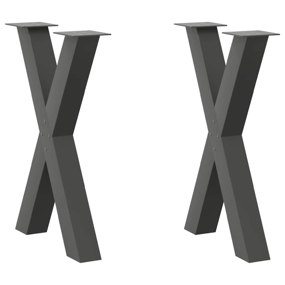 vidaXL Picioare de masă în formă de X, 2 buc., antracit, 50x(72-73) cm, oțel