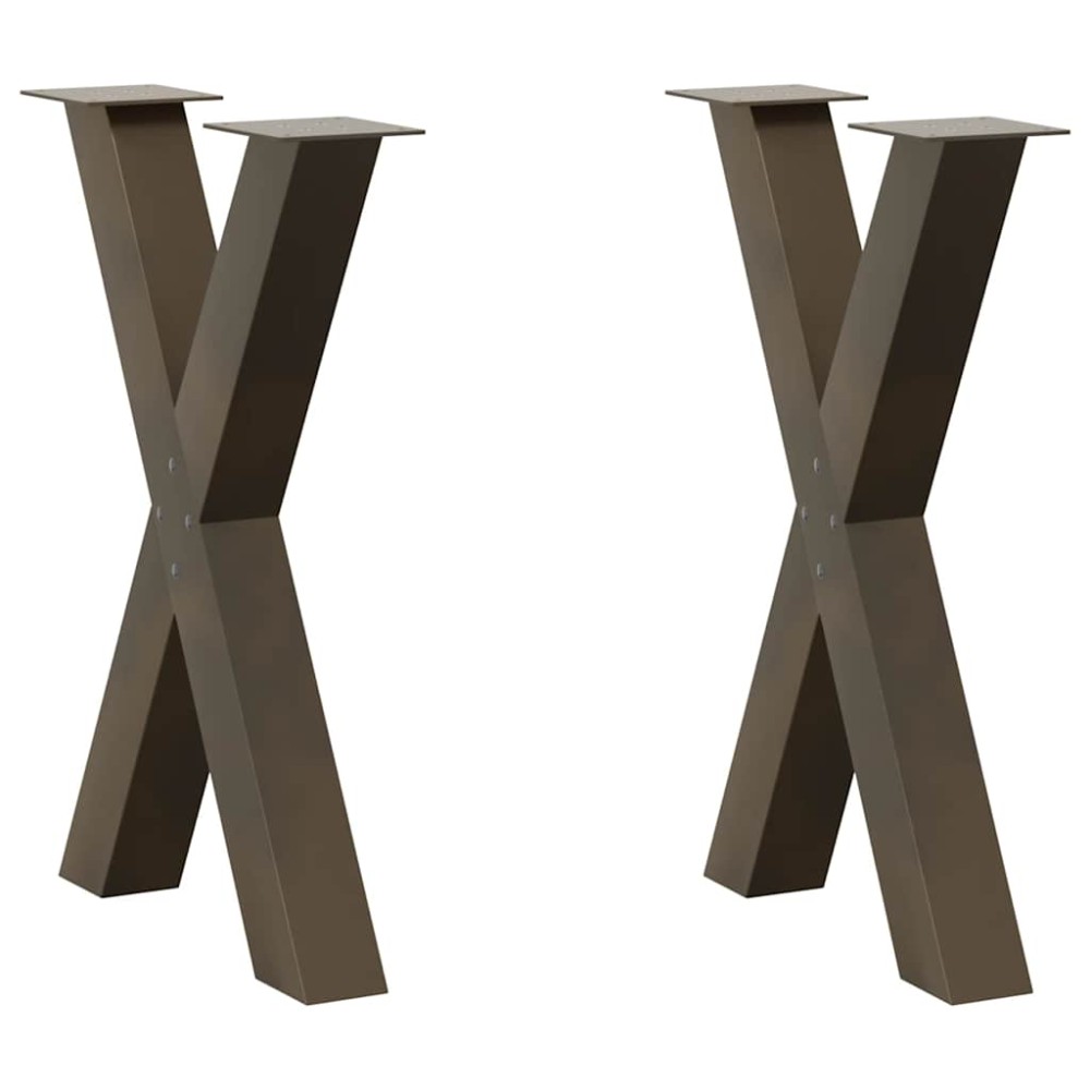 vidaXL Picioare de masă în formă de X, 2 buc., oțel natural, 50x(72-73) cm