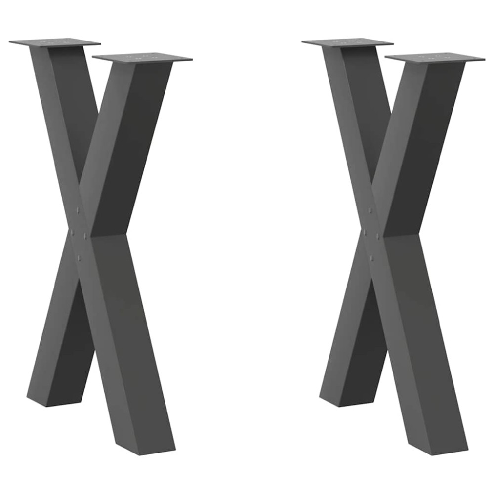vidaXL Picioare de masă în formă de X, 2 buc., antracit, 60x(72-73) cm, oțel