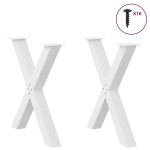 vidaXL Picioare de masă în formă de X, 2 buc., alb, 70x(72-73) cm, oțel