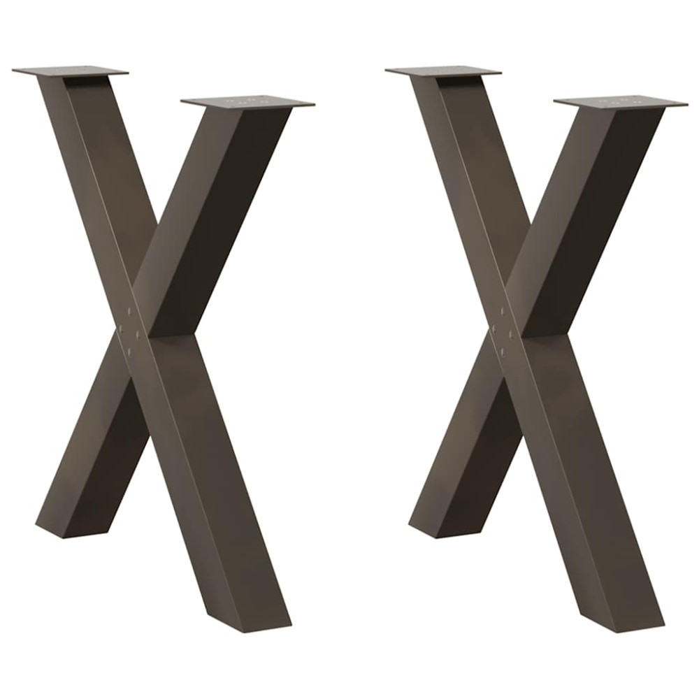 vidaXL Picioare de masă în formă de X, 2 buc., oțel natural, 70x(72-73) cm