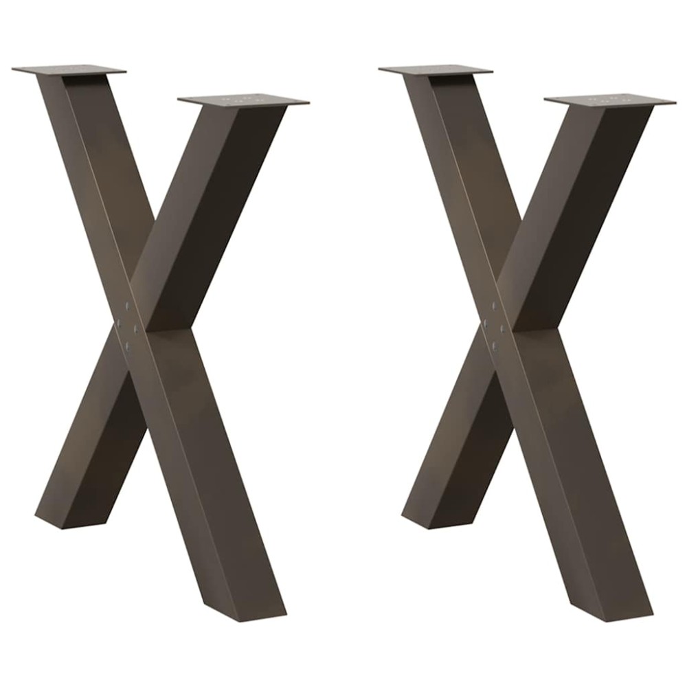 vidaXL Picioare de masă în formă de X, 2 buc., oțel natural, 80x(72-73) cm