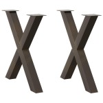 vidaXL Picioare de masă în formă de X, 2 buc., oțel natural, 80x(72-73) cm vidaXL Picioare de masă în formă de X, 2 buc., oțel natural, 80x(72-73) cm