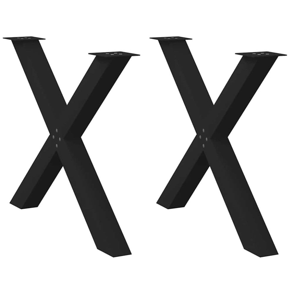 vidaXL Picioare de masă în formă de X, 2 buc., negru, 90x(72-73) cm, oțel