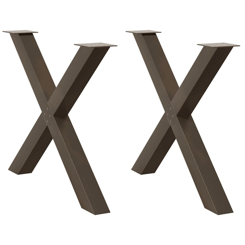 vidaXL Picioare de masă în formă de X, 2 buc., oțel natural, 90x(72-73) cm