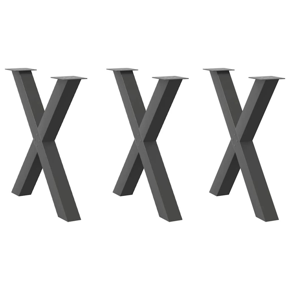 vidaXL Picioare de masă în formă de X, 3 buc., antracit, 70x(72-73) cm, oțel