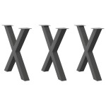 vidaXL Picioare de masă în formă de X, 3 buc., antracit, 70x(72-73) cm, oțel