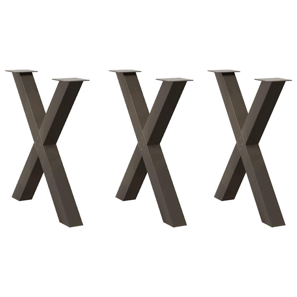vidaXL Picioare de masă în formă de X, 3 buc., oțel natural, 70x(72-73) cm