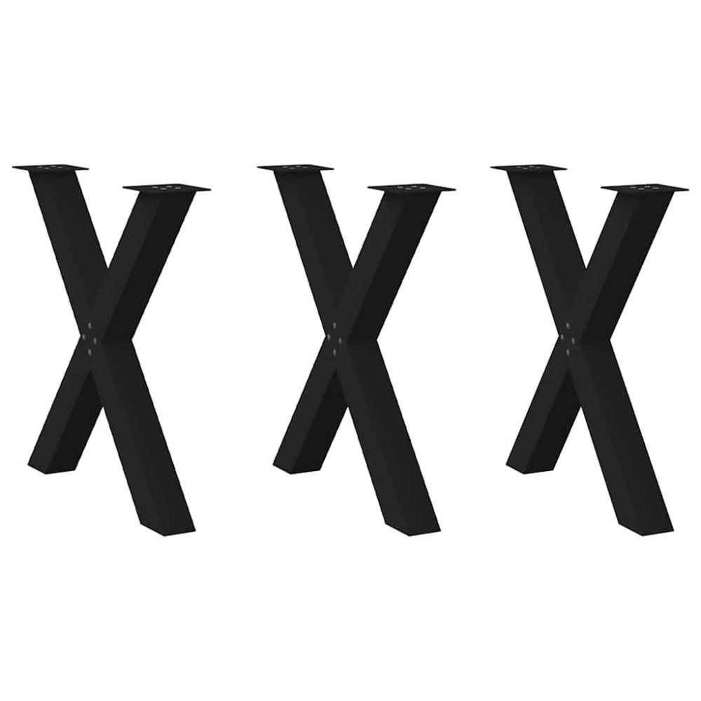 vidaXL Picioare de masă în formă de X, 3 buc., negru, 80x(72-73) cm, oțel