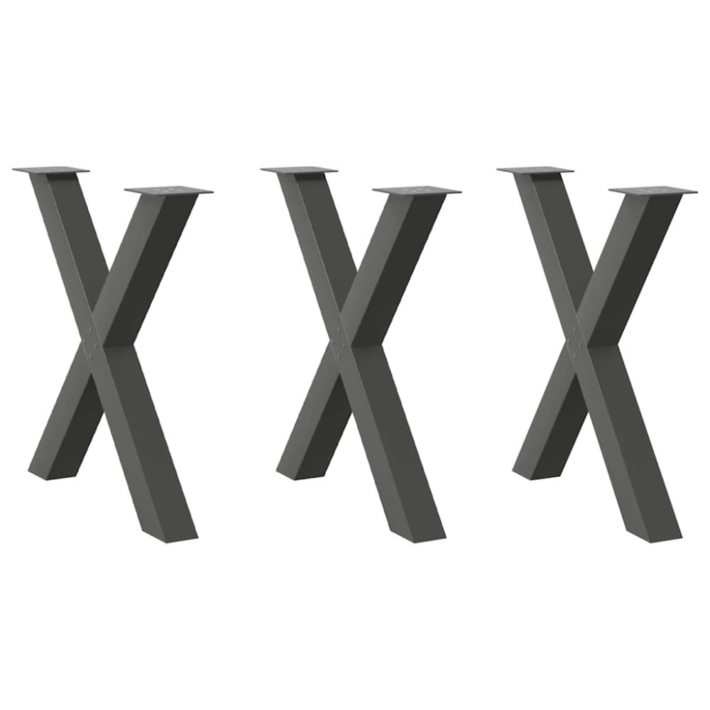 vidaXL Picioare de masă în formă de X, 3 buc., antracit, 80x(72-73) cm, oțel
