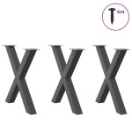 vidaXL Picioare de masă în formă de X, 3 buc., antracit, 80x(72-73) cm, oțel vidaXL Picioare de masă în formă de X, 3 buc., antracit, 80x(72-73) cm, oțel