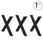 vidaXL Picioare de masă în formă de X, 3 buc., negru, 90x(72-73) cm, oțel vidaXL Picioare de masă în formă de X, 3 buc., negru, 90x(72-73) cm, oțel