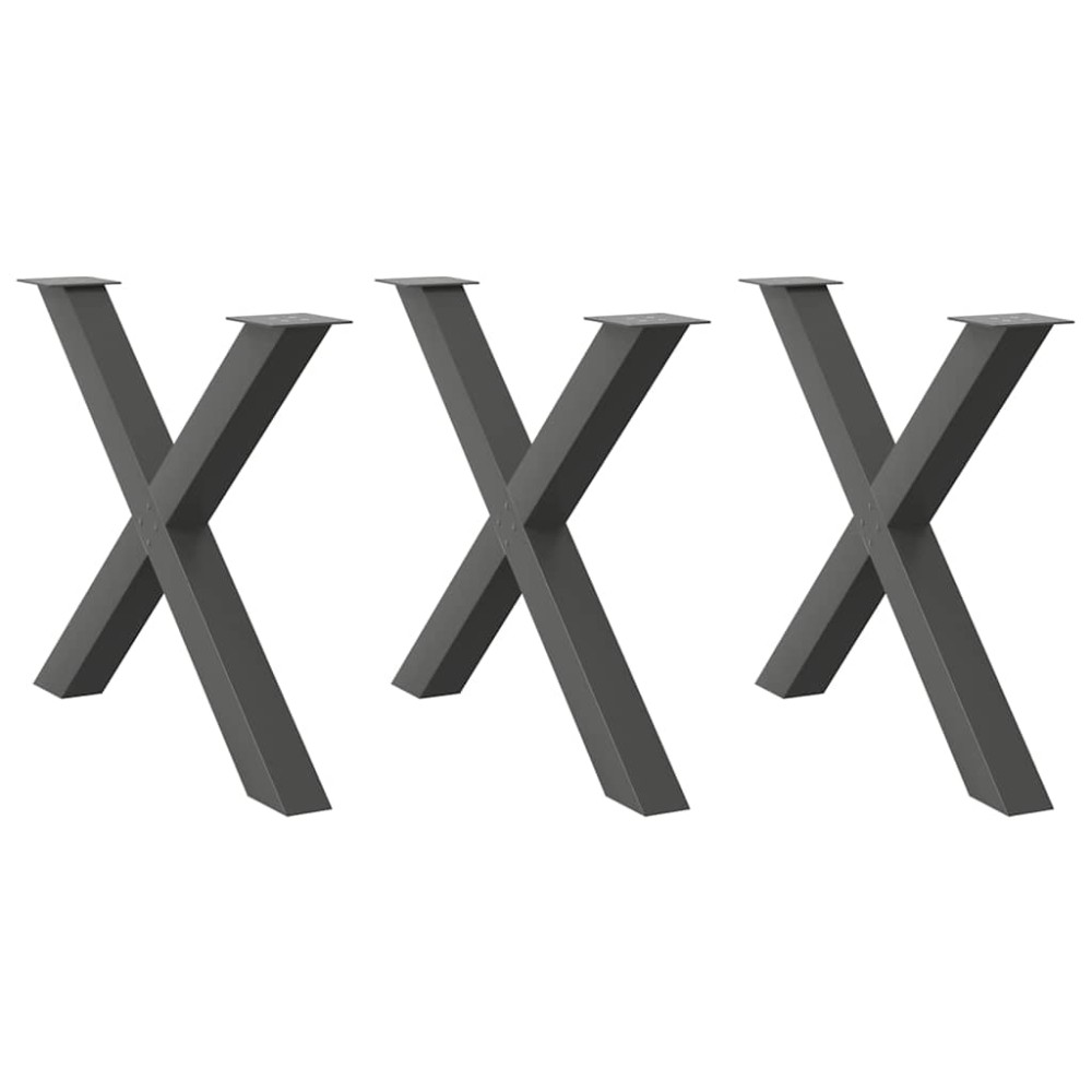vidaXL Picioare de masă în formă de X, antracit, 90x(72-73) cm, oțel, 3 buc.