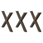 vidaXL Picioare de masă în formă de X, 3 buc., oțel natural, 90x(72-73) cm
