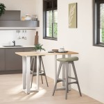 vidaXL Picioare de masă de bar în formă de T, 2 buc., alb, 40x35x(90-91) cm, oțel