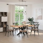 vidaXL Picior masă de sufragerie în formă de păianjen, negru, 120x68x(72-73) cm, oțel