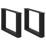 vidaXL Picioare pentru măsuță de cafea în formă de U, 2 buc., negru, 50x(30-31) cm, oțel