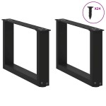 vidaXL Picioare pentru măsuță de cafea în formă de U, 2 buc., negru, 50x(30-31) cm, oțel