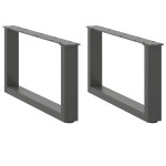 vidaXL Picioare pentru măsuță de cafea în formă de U, 2 buc., antracit, 60x(30-31) cm, oțel vidaXL Picioare pentru măsuță de cafea în formă de U, 2 buc., antracit, 60x(30-31) cm, oțel