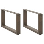 vidaXL Picioare pentru măsuță de cafea în formă de U, 2 buc., oțel natural, 60 x (30-31) cm