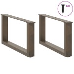 vidaXL Picioare pentru măsuță de cafea în formă de U, 2 buc., oțel natural, 60 x (30-31) cm