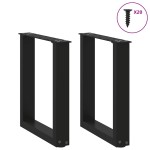 vidaXL Picioare pentru măsuță de cafea în formă de U, 2 buc., negru, 38x(42-43) cm, oțel vidaXL Picioare pentru măsuță de cafea în formă de U, 2 buc., negru, 38x(42-43) cm, oțel