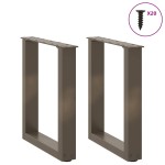 vidaXL Picioare pentru măsuță de cafea în formă de U, 2 buc., oțel natural, 38x(42-43) cm