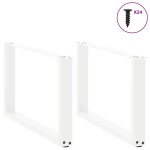 vidaXL Picioare pentru măsuță de cafea în formă de U, 2 buc., alb, 60 x (42-43) cm, oțel