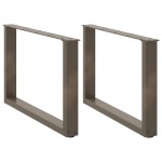 vidaXL Picioare pentru măsuță de cafea în formă de U, 2 buc., oțel natural, 60 x (42-43) cm