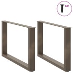 vidaXL Picioare pentru măsuță de cafea în formă de U, 2 buc., oțel natural, 60 x (42-43) cm