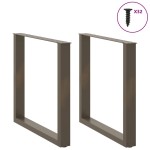 vidaXL Picioare de masă în formă de U, 2 buc., oțel natural, 90x(72-73) cm